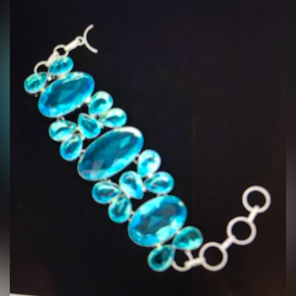 Blue Topaz Stamped 925 Sterling Silver Bracelet